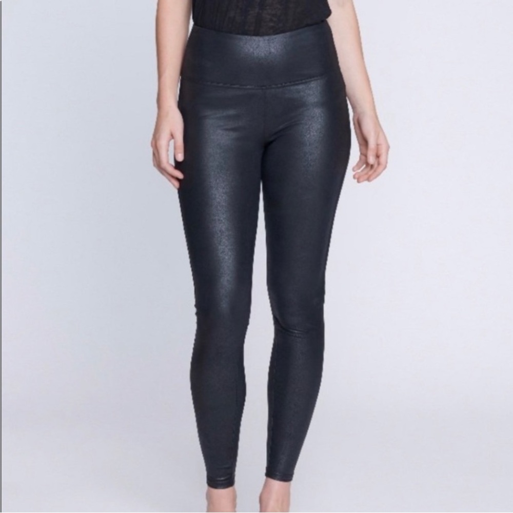 Seven7 Shiny Black faux leather High-Rise Leggings